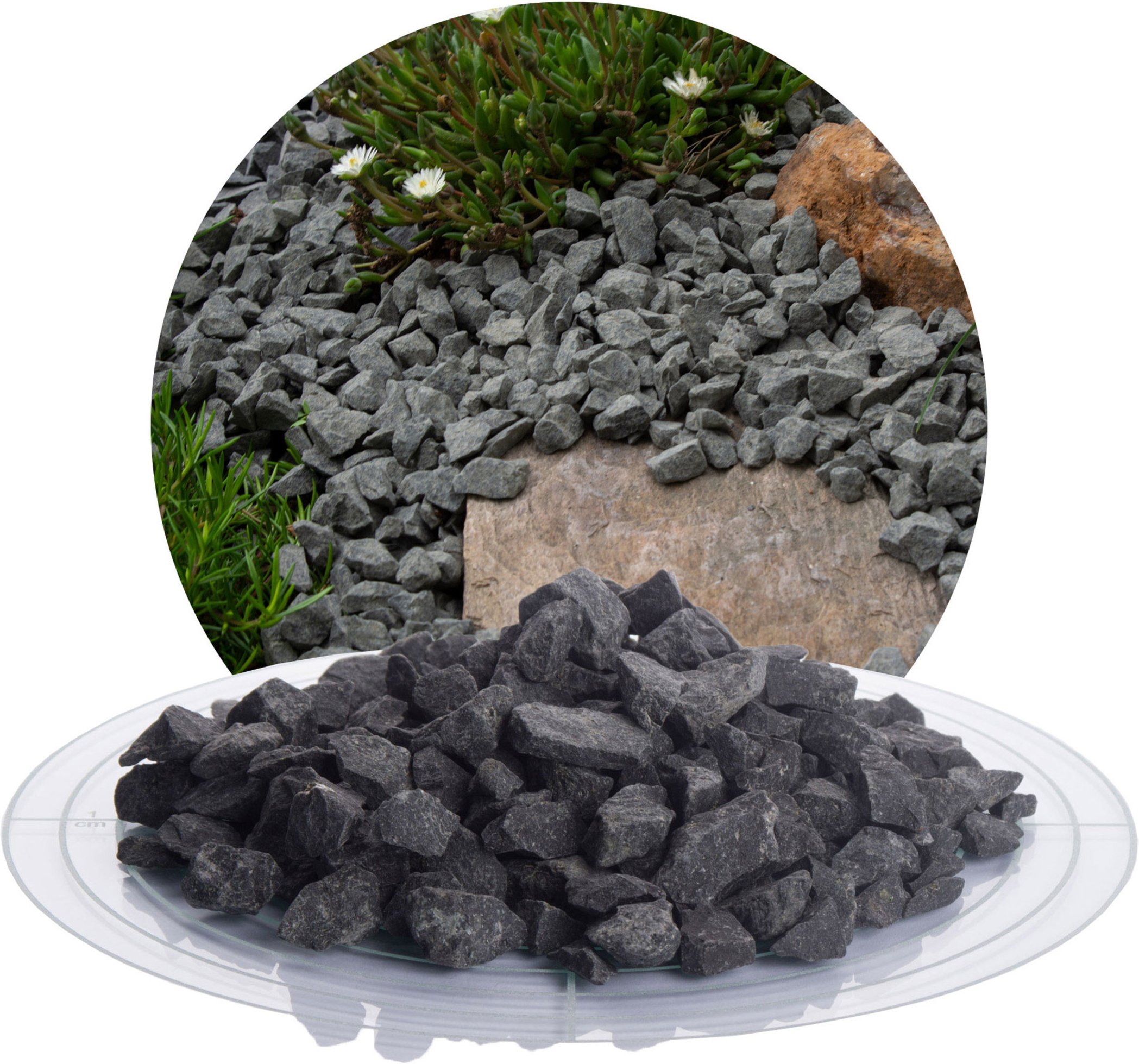Schicker Mineral Basalt Ziersplitt (8-16 mm, 25 kg, Anthrazit)