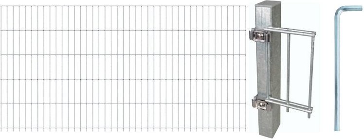 ALBERTS Doppelstabmattenzaun-Grundset, Länge 10 m (feuerverzinkt, Mattenhöhe: 1600 mm)