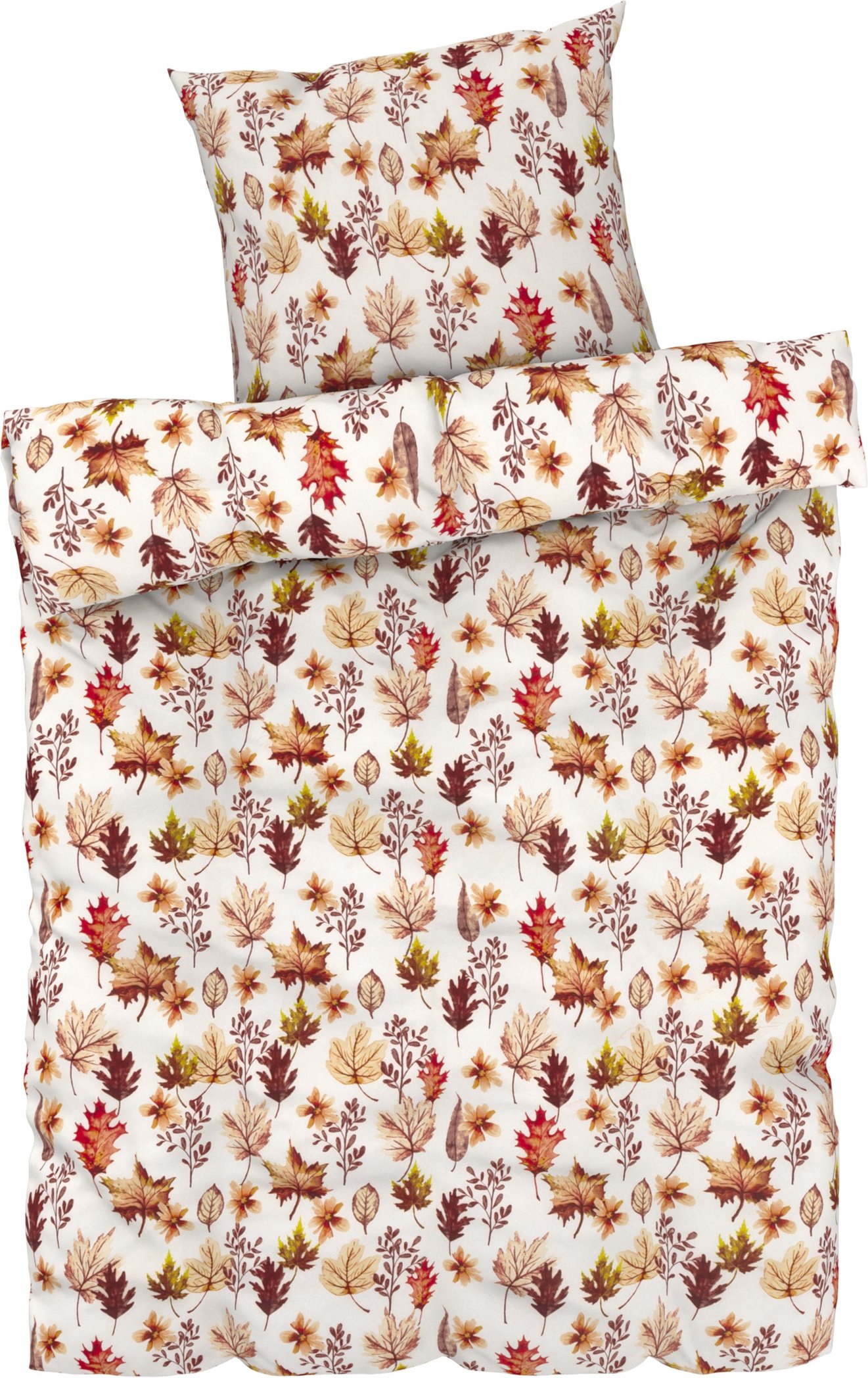 LIVARNO home Bettwäsche Mikrofaser Satin 155 x 220 cm (Achtung LV: OSDE ) (Blätter/weiß)