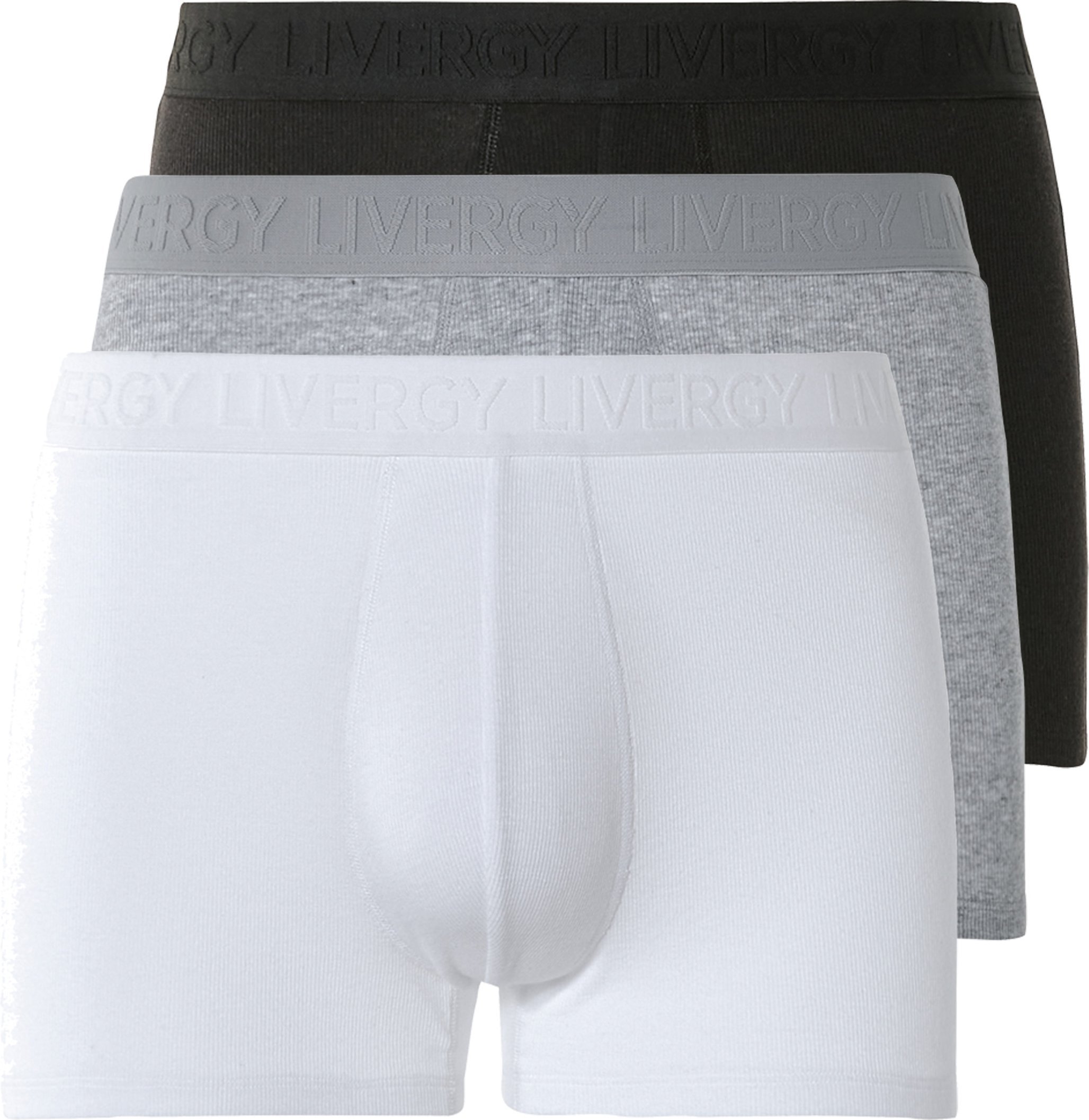 Thumbnail - LIVERGY® Herren Boxer Rippe 3er (6/L, schwarz/grau/weiß)""