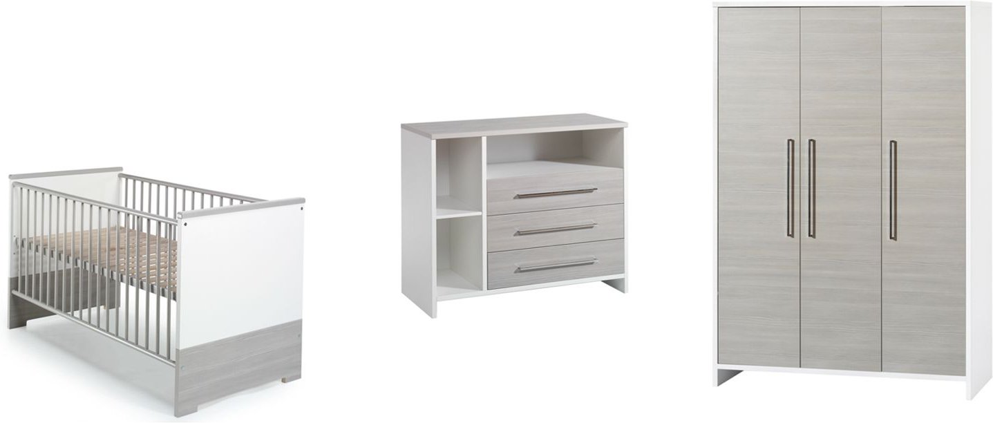 Schardt Kinderzimmer-Set Eco Silber (mit 3 Türer Schrank)
