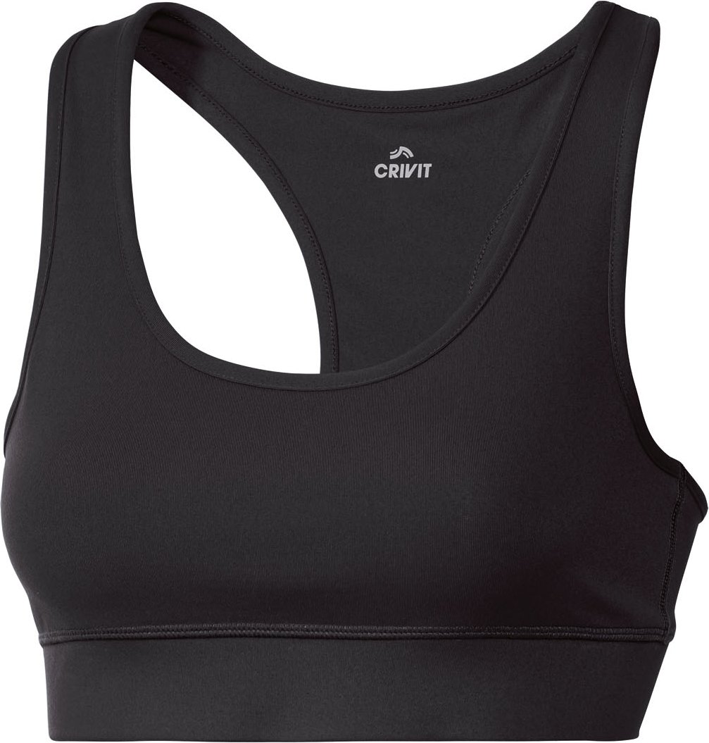 CRIVIT Damen Sport Bustier Medium Level (Schwarz, XS (32/34))