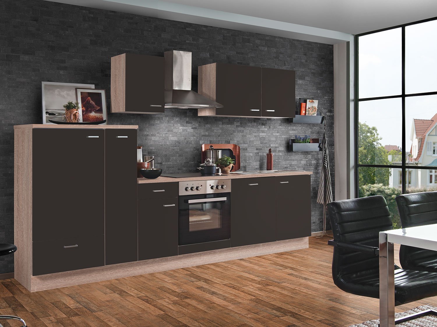 Menke Küchenblock Classic Leerblock 270/280/300/310cm (frei Verwendungsstelle, lava, 300 cm)