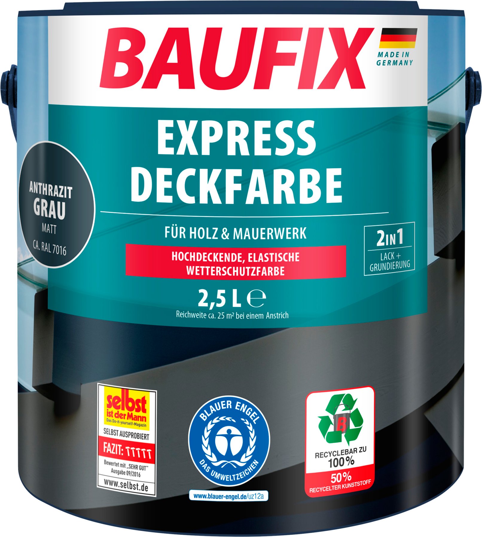 Thumbnail - BAUFIX Express Deckfarbe 2,5 Liter (anthrazitgrau matt)