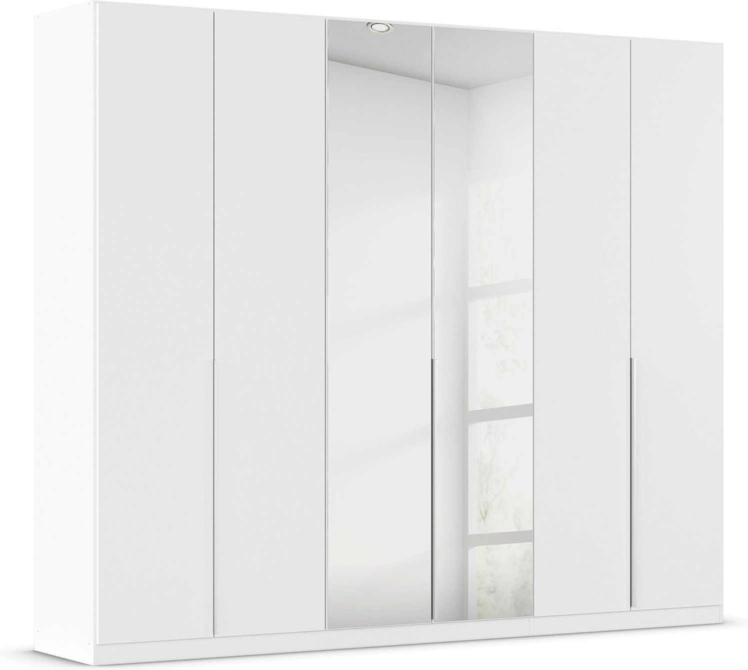 rauch ORANGE Drehtürenschrank Alabama mit Spiegel (Premium-Zubehör, Weiß, Griffe Alufarben, 271 x 229 cm)