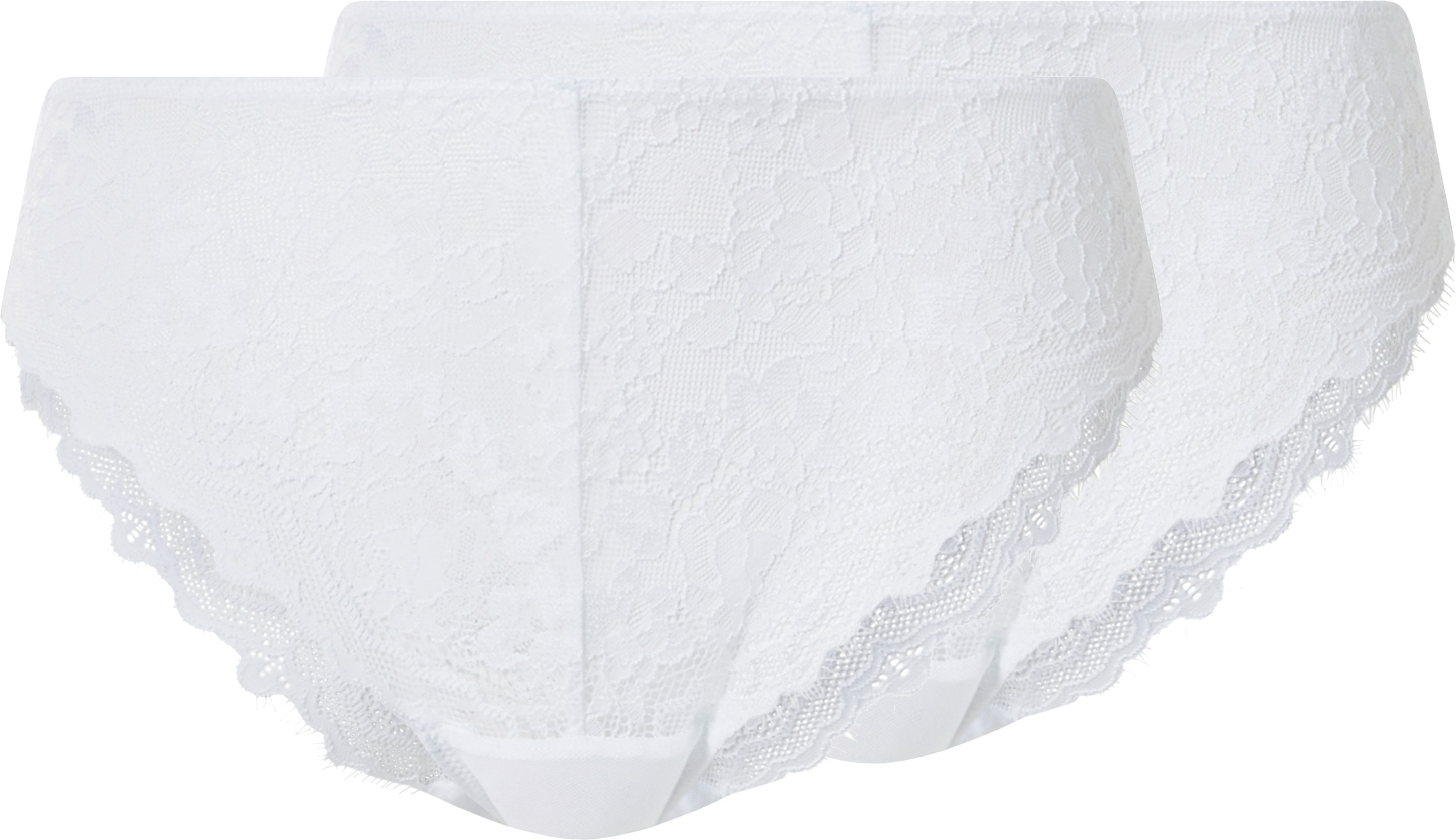 esmara® Damen Slip mit Spitze, 2 Stück (Weiß, XS(32/34))