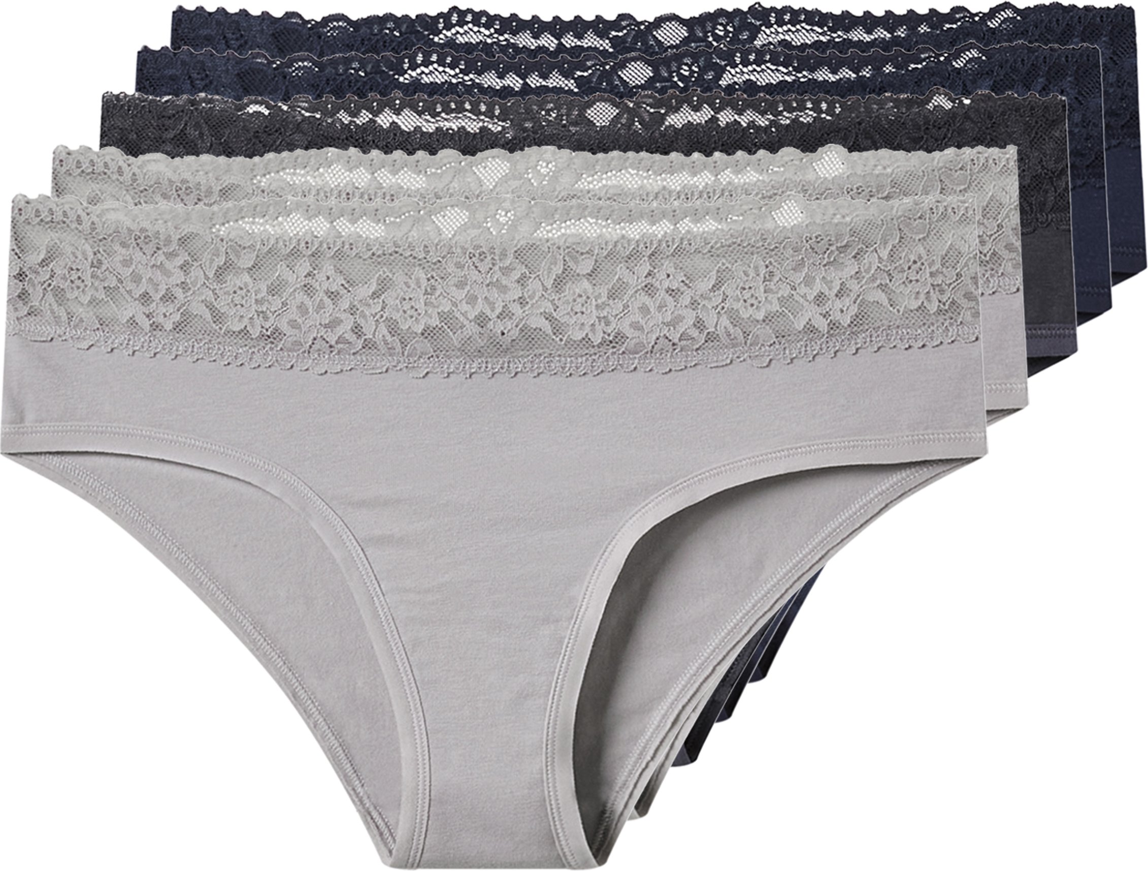 Thumbnail - esmara® Damen Hipster, 5 Stück (navy/grau, L(44/46))