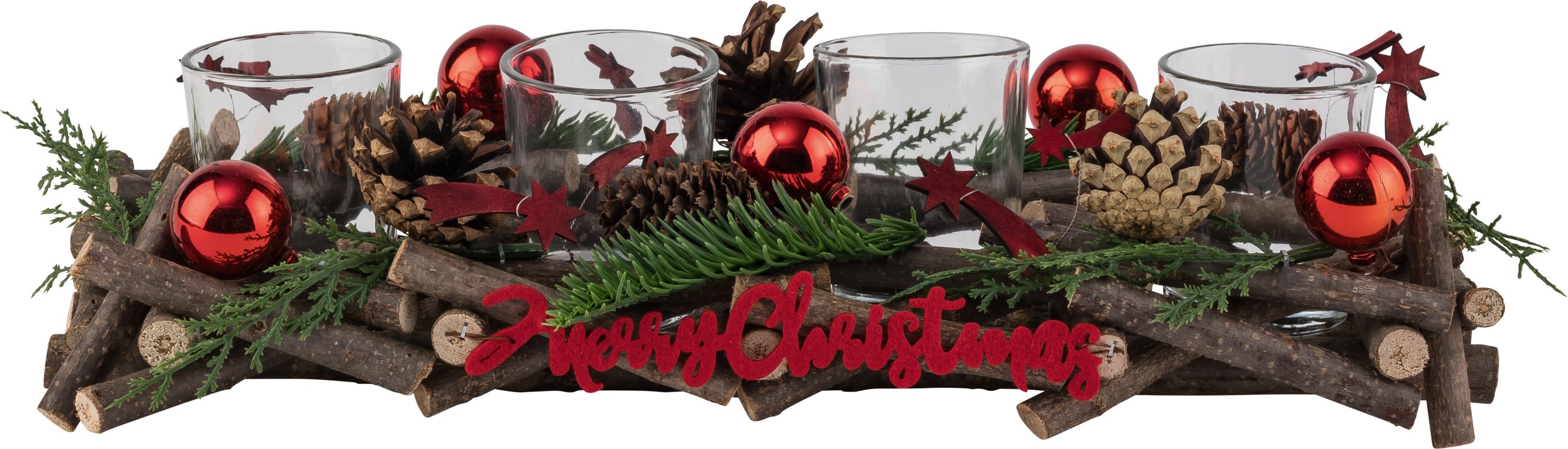 LIVARNO home Adventskranz rechteckig mit 4 Teelichthaltern (Rot)