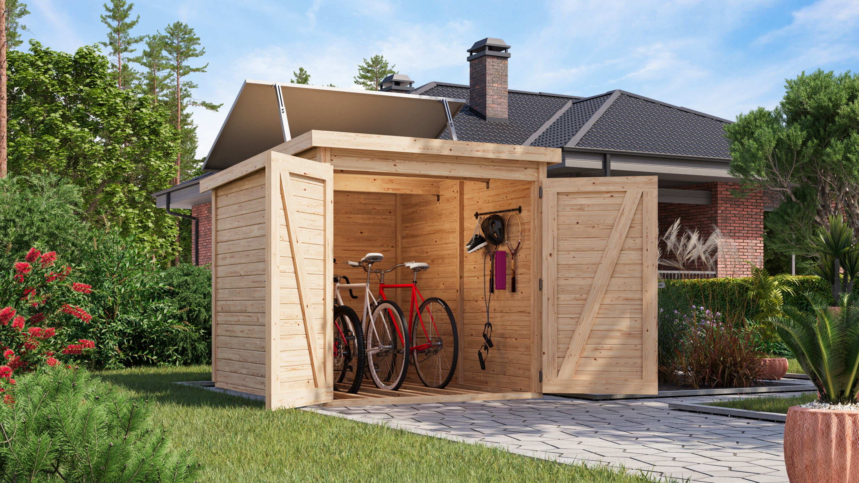 Karibu Fahrradgarage mit Solar (naturbelassen)