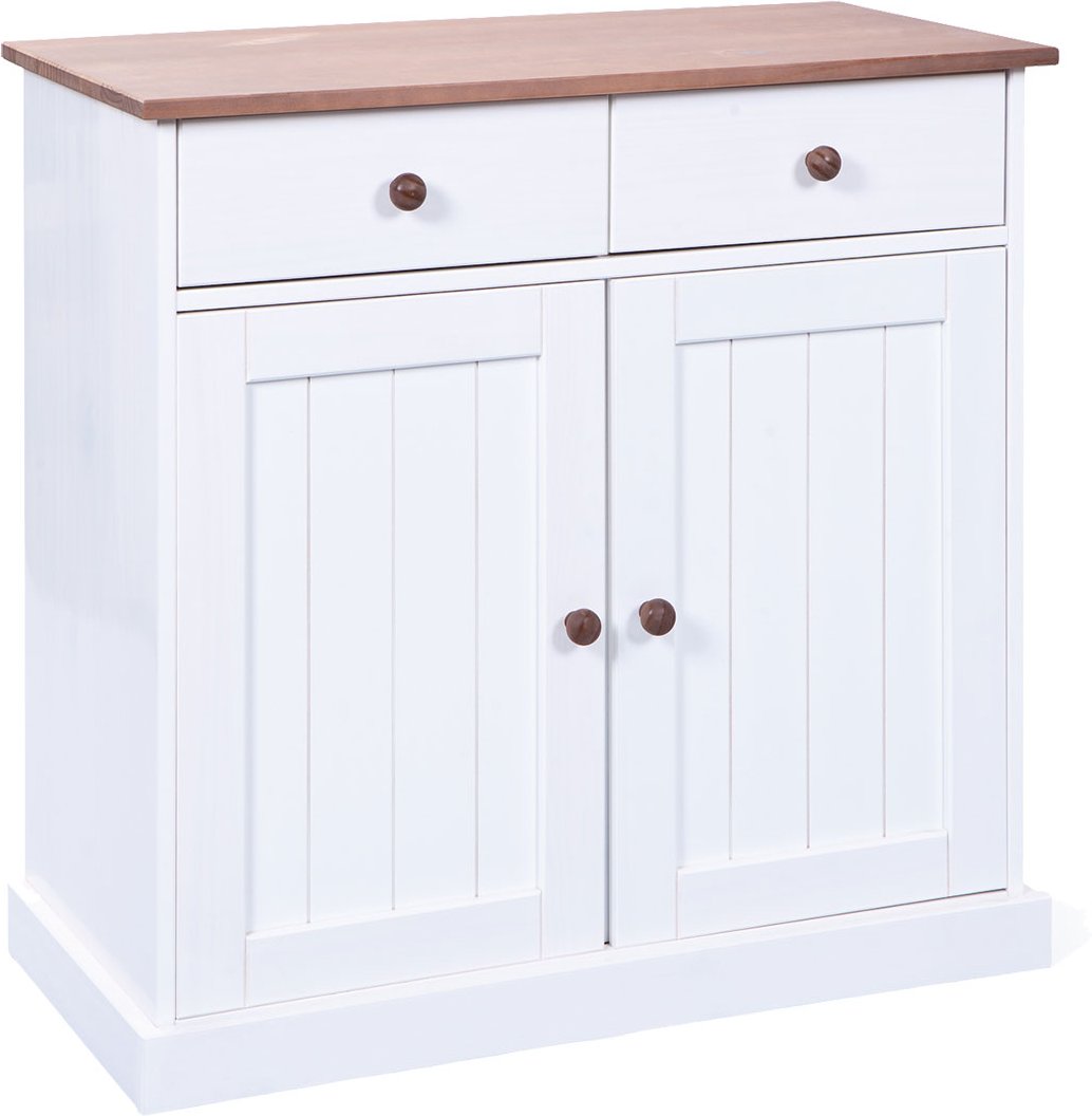 Inter Link Buffet/Kommode Westerland (Mit 2 Schubladen & 2 Drehtüren, weiß, sepia/braun)