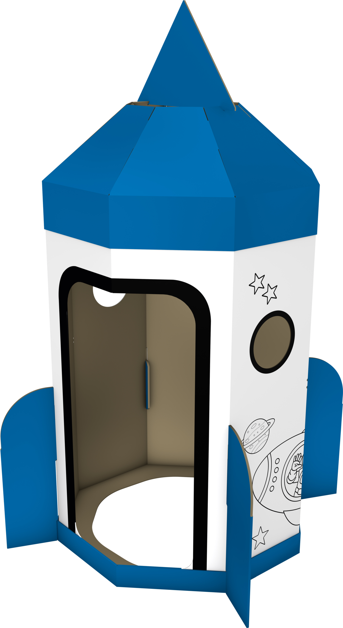 Playtive Papp-Spielzelt Raumschiff zum bemalen (Blau)