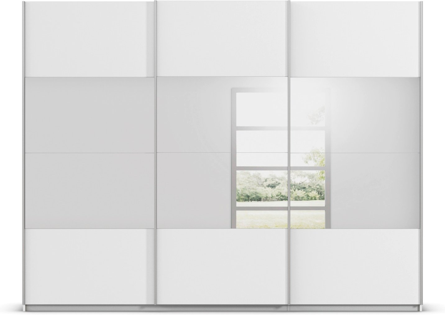 rauch ORANGE KULMBACH Schwebetürenschrank 3-trg., alpinweiß mit Spiegel (Zubehör Deluxe)