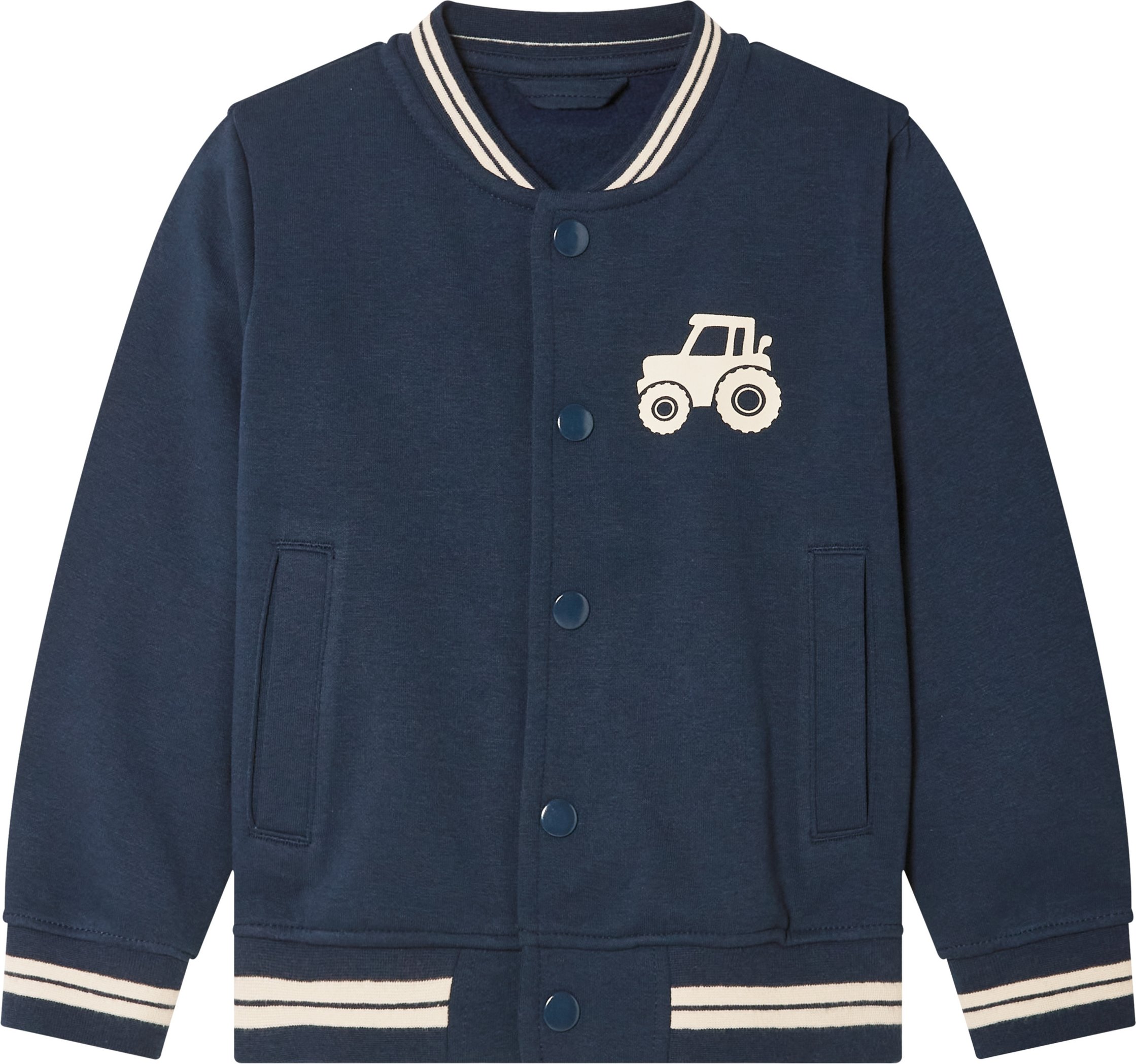 Thumbnail - lupilu® Kleinkinder Collegejacke mit Bündchen an Kragen, Ärmeln und Saum (navy, 122/128)