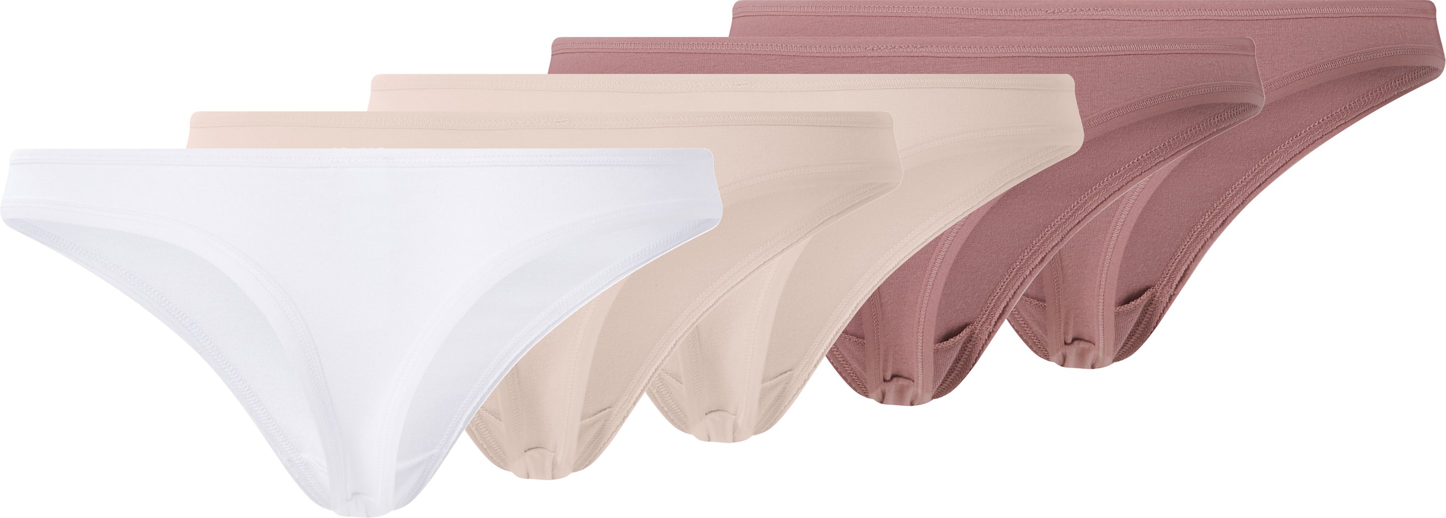 esmara® Damen String 5er (rosa/beige/weiß, L(44/46))