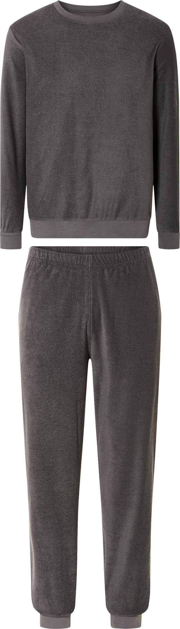 LIVERGY® Herren Pyjama Frottee (Grau, S(44/46))