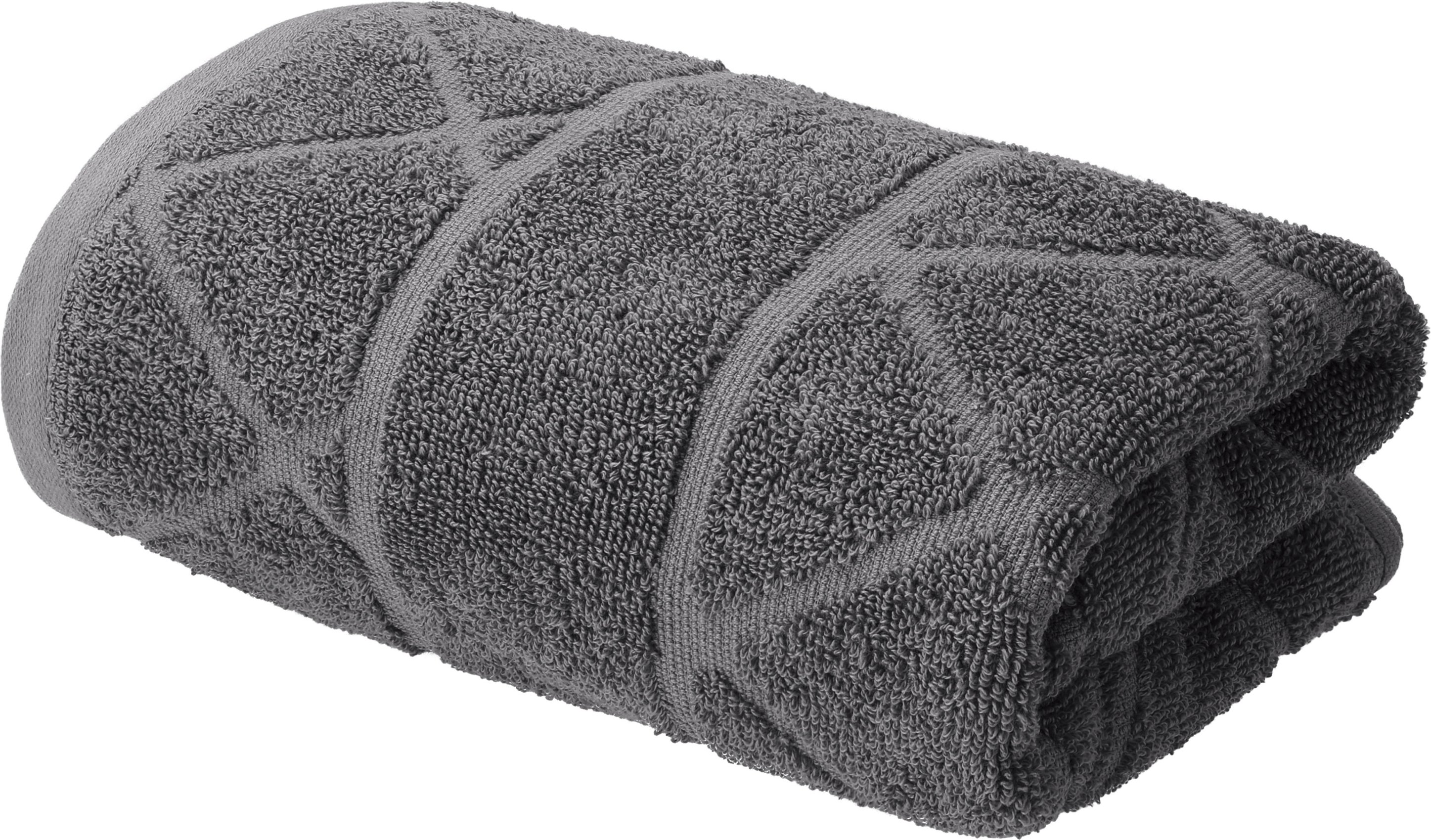 LIVARNO® Frottier-Handtücher, 2 Stück, 50 x 100 cm (grau/kariert)