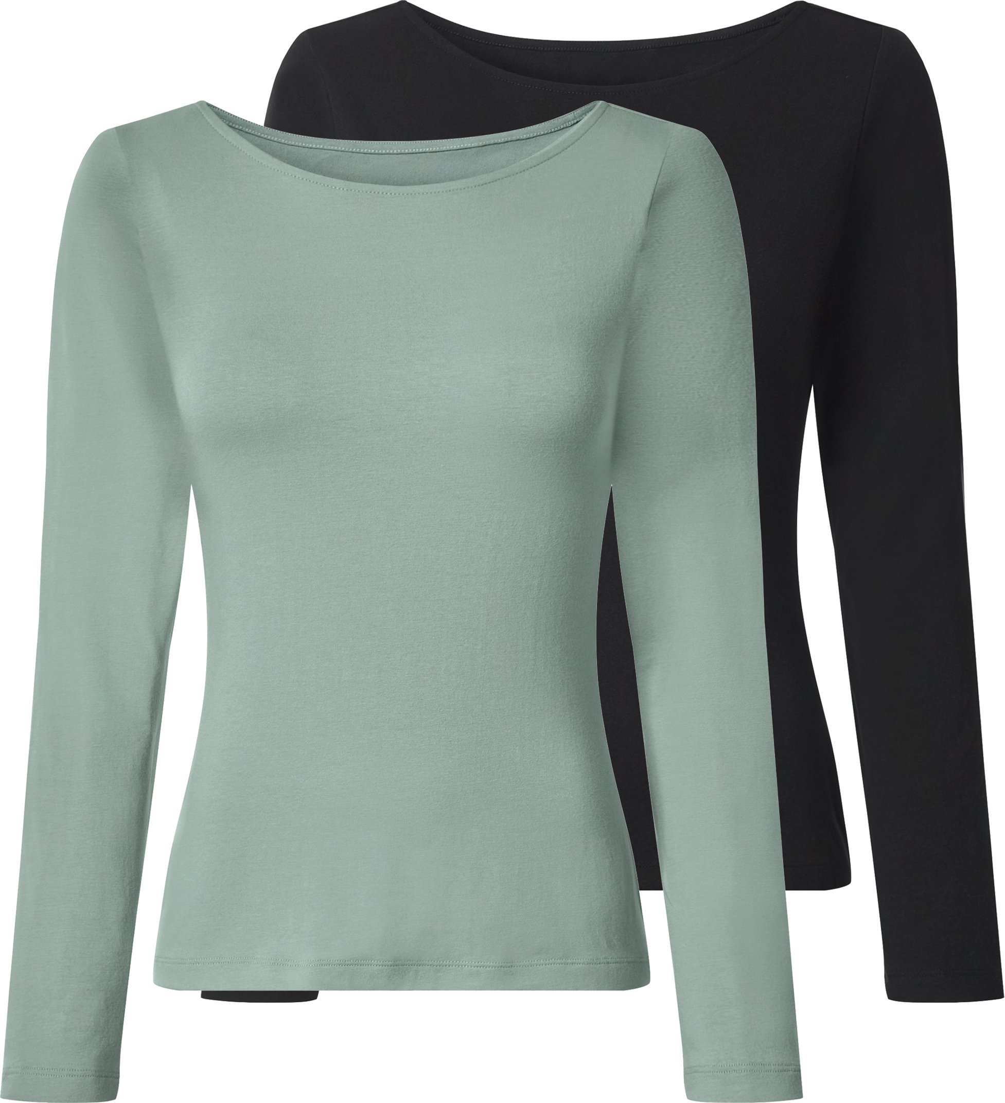 esmara® Damen Langarmshirt 2 Stück (Schwarz/Grün, L(44/46))""