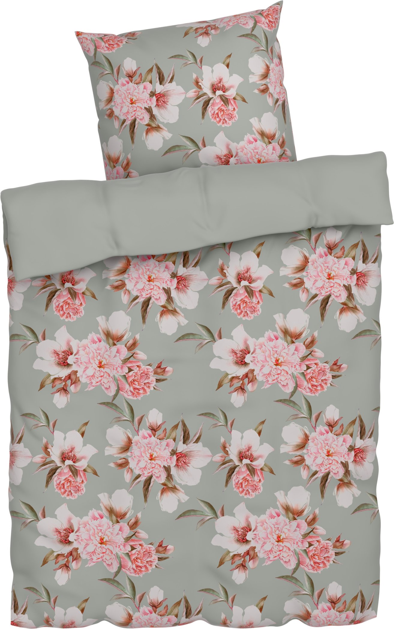 LIVARNO home Mikrofaser-Satin-Bettwäsche, atmungsaktiv, 155 x 220 cm (Blumen)