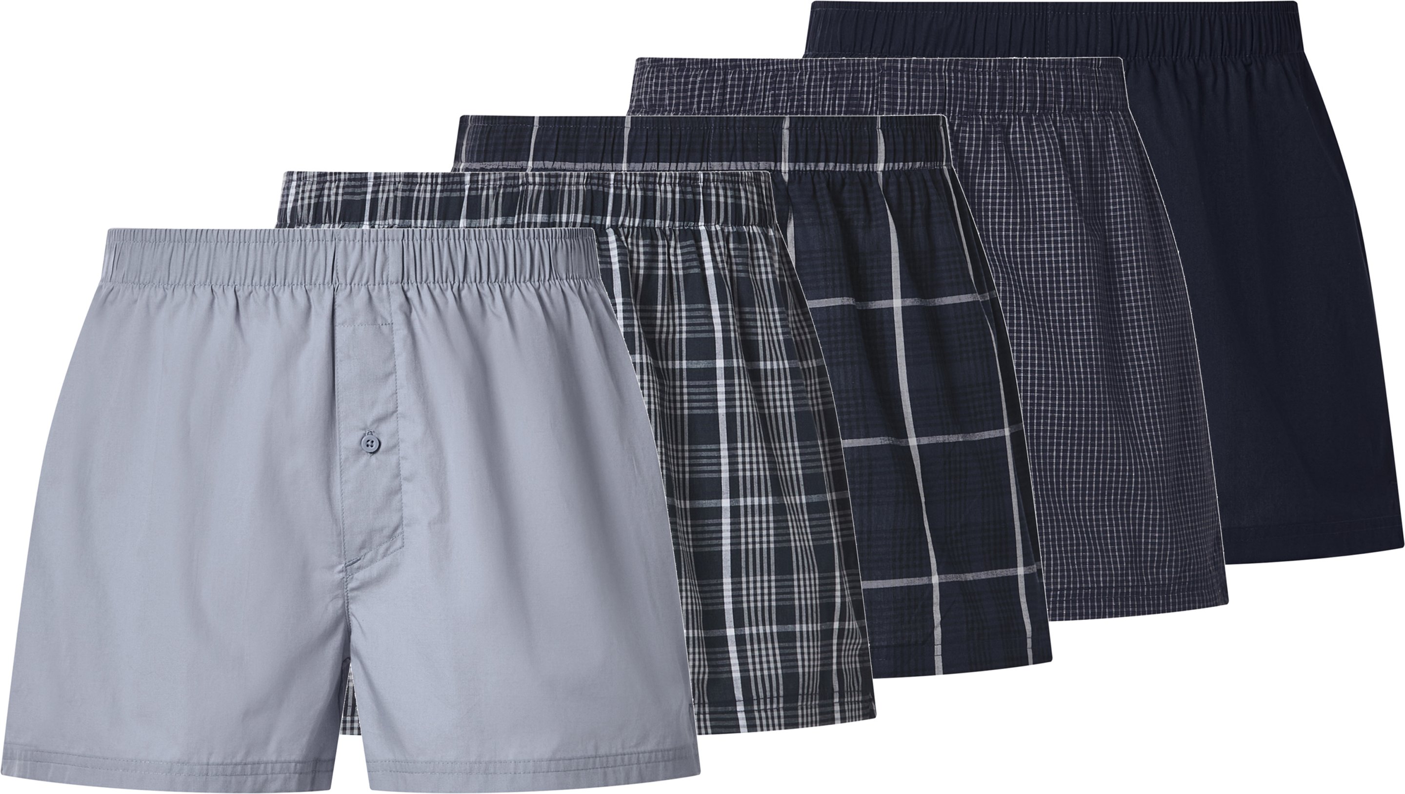 esmara Men Herren Webboxer, 5 Stück (navy/blau, 5/M)