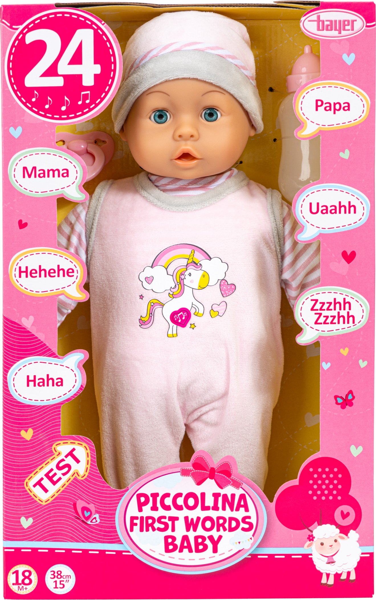 Bayer Design Puppe »Piccolina First Words Baby« (Einhorn)