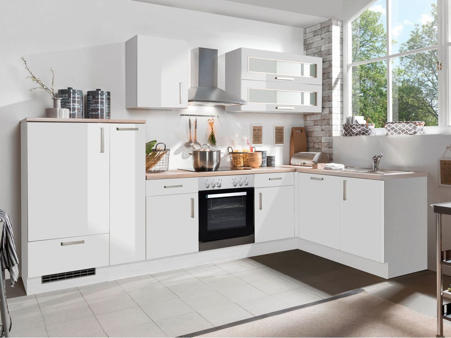 Menke Winkelküche White-Premium 310 x 170 cm (frei Verwendungsstelle, lackweiß)