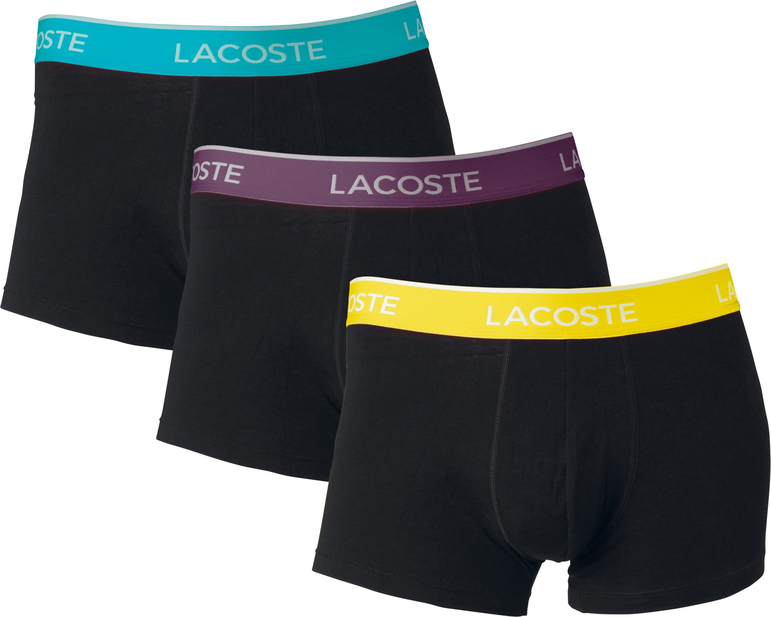 LACOSTE 3 Herren Boxer (schwarz/lila/gelb/türkis, M)