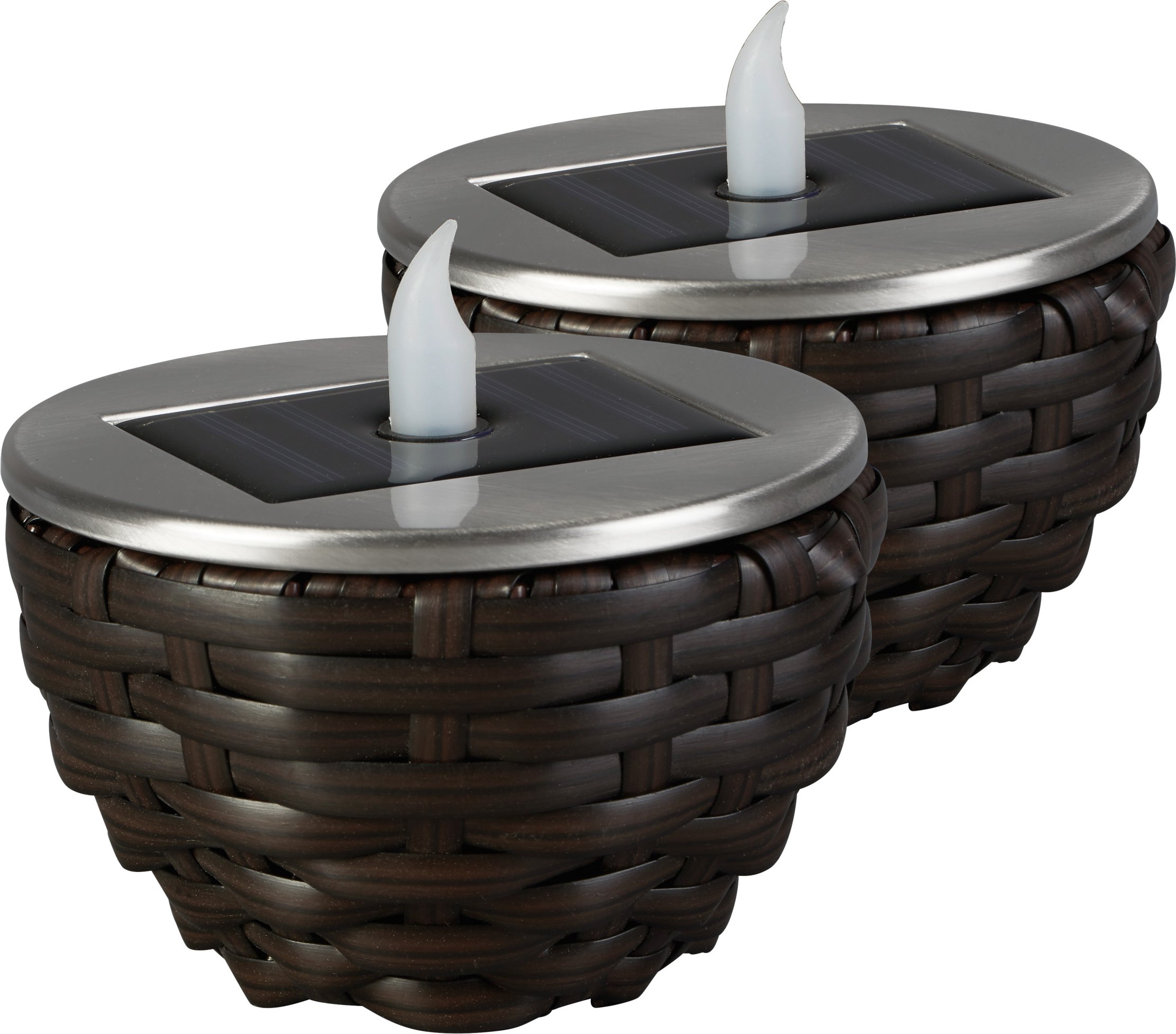 LIVARNO home LED Solarleuchte geflecht 1er/ 2er (2er Set, dunkelbraun)