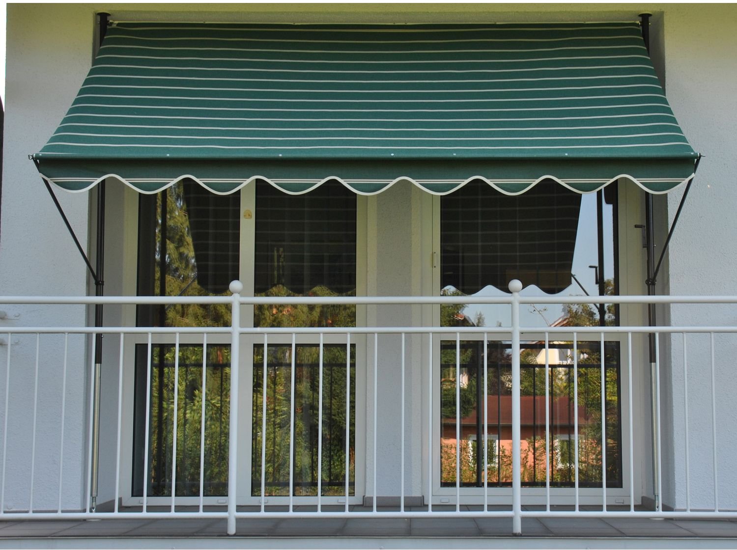 Angerer Klemmmarkise (grün mit Nadelstreifen beige, 350 cm breit)
