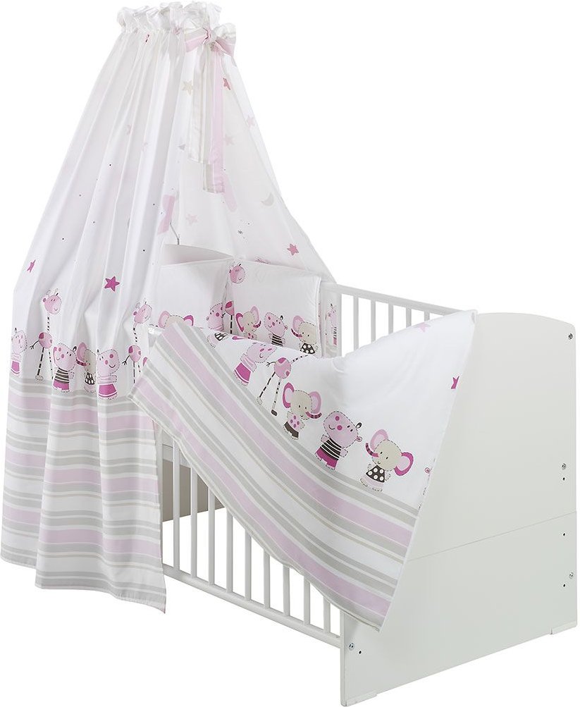 Schardt Kinderbett Classic-Line mit Textilset (Banjo pink, Weiß)