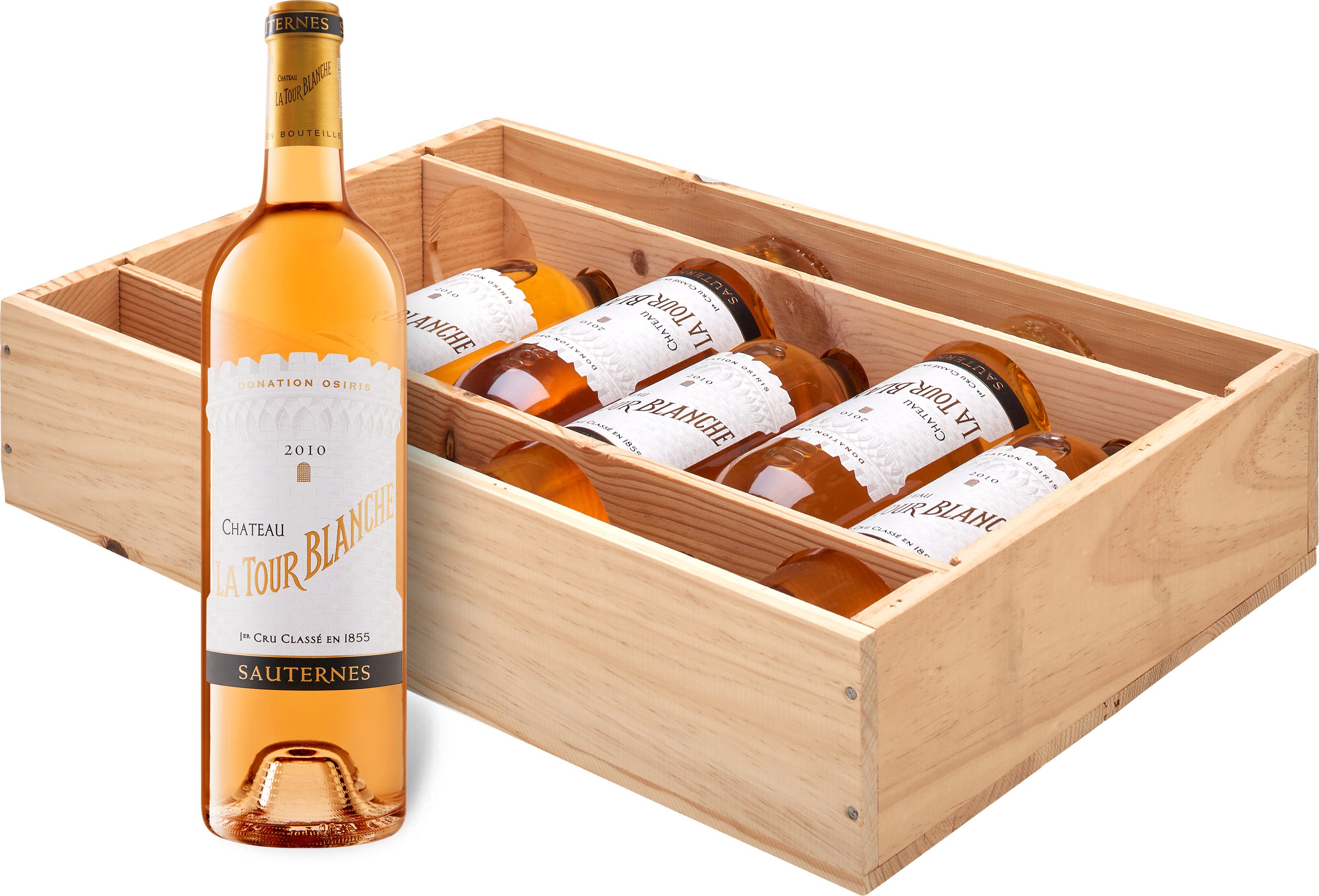 Thumbnail - 6 x 0,75-l-Flasche Château La Tour Blanche Sauternes AOC süß, Süßwein 2010 - Original-Holzkiste