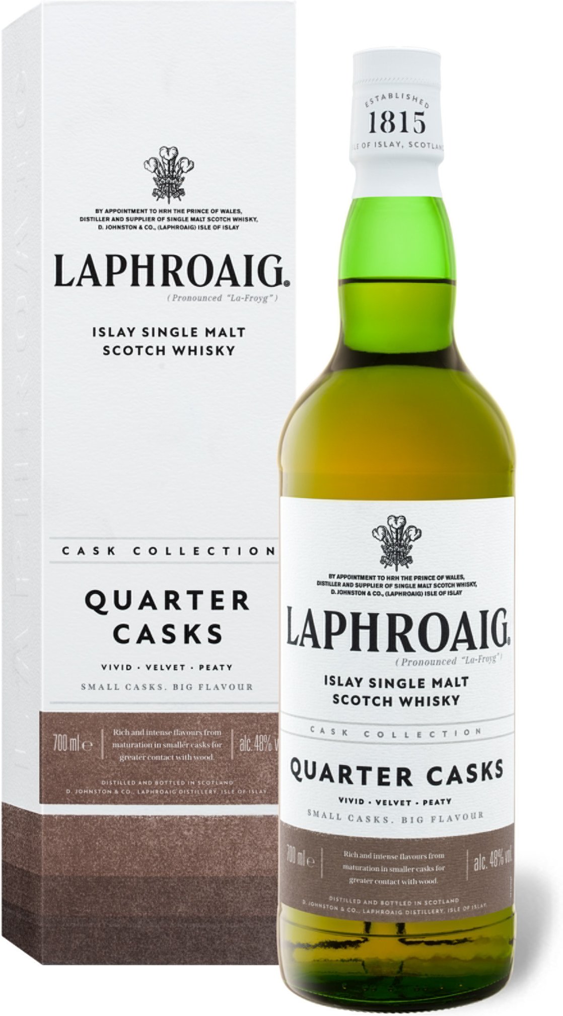 Laphroaig Quarter Cask Islay Single Malt Scotch Whisky mit Geschenkbox 48% Vol