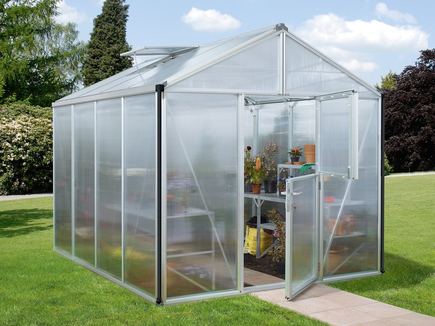 Vitavia Gartengewächshaus Zeus (10 mm Hohlkammerplatten, Aluminium, ca. 8,1 qm)