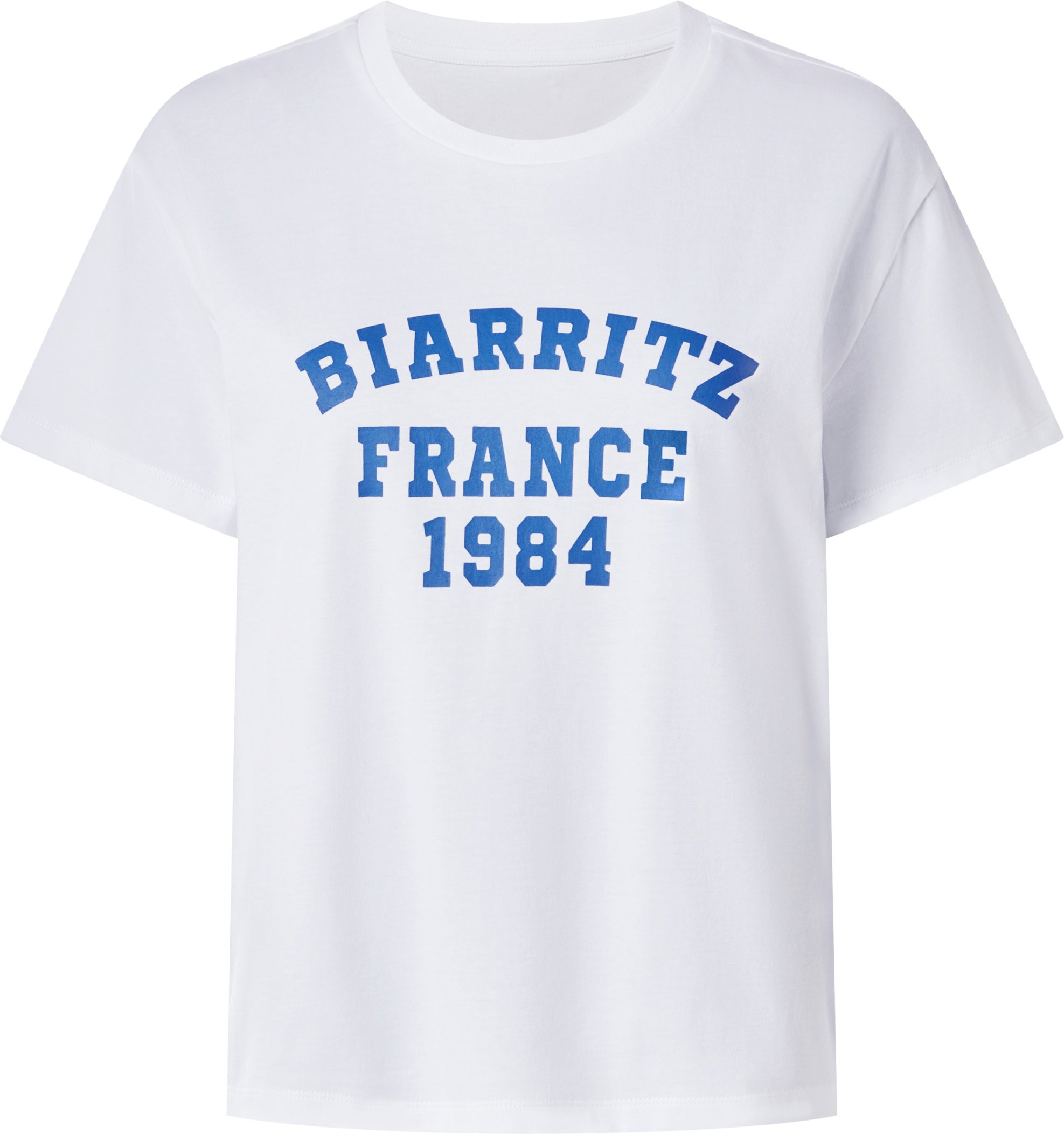 esmara® Damen T-Shirt (weiß/blau, L(44/46))