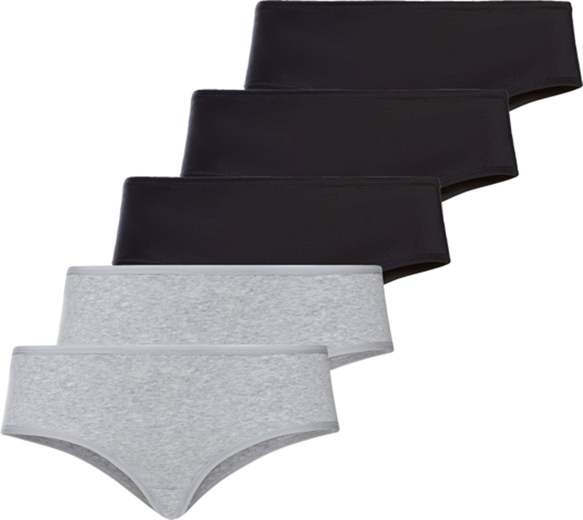 Thumbnail - esmara® Damen Hipster 5er (3XL(56/58), schwarz/grau)