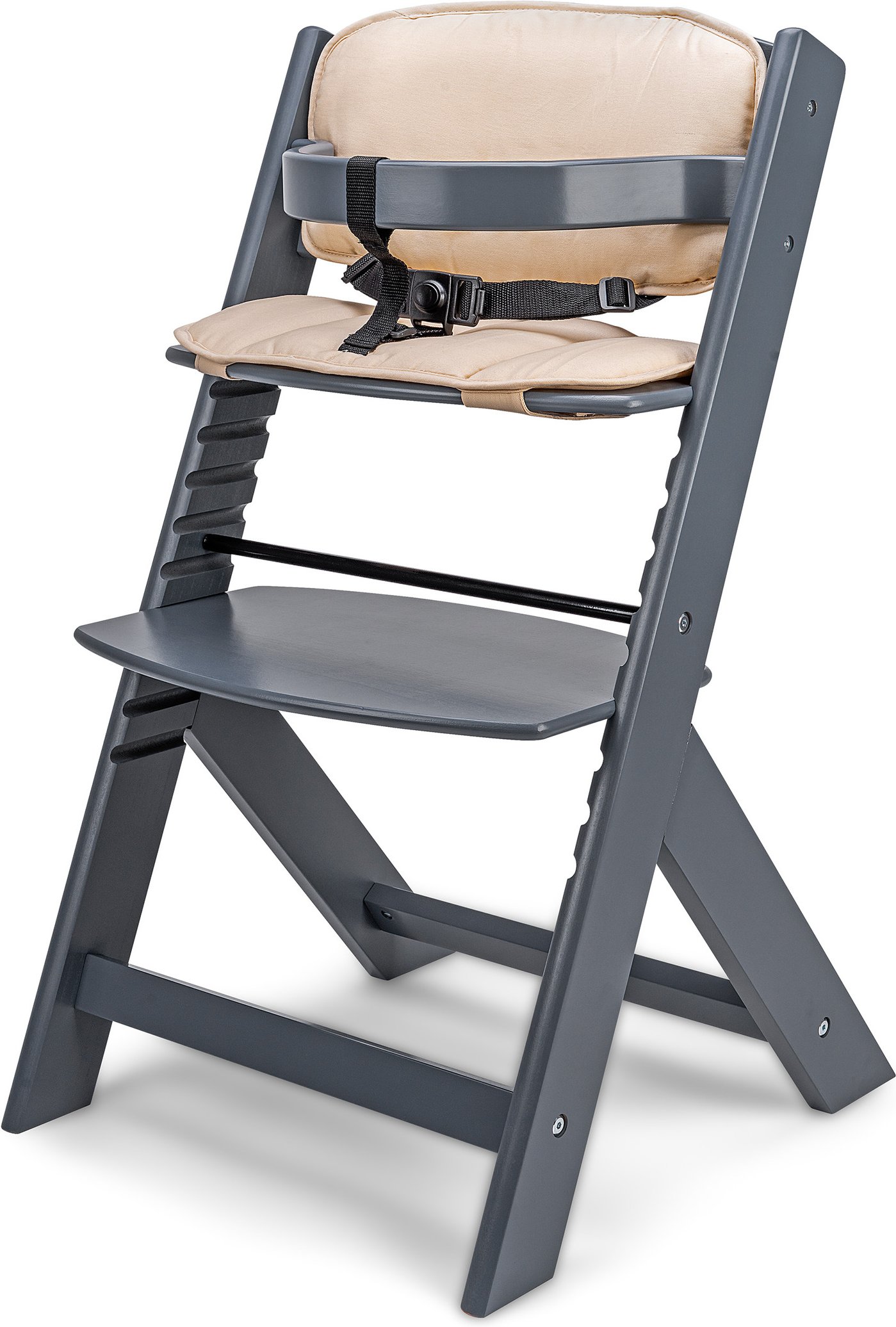 Osann Hochstuhl »Jill«, aus hochwertiger Buche (grau inkl. Polsterset creme)