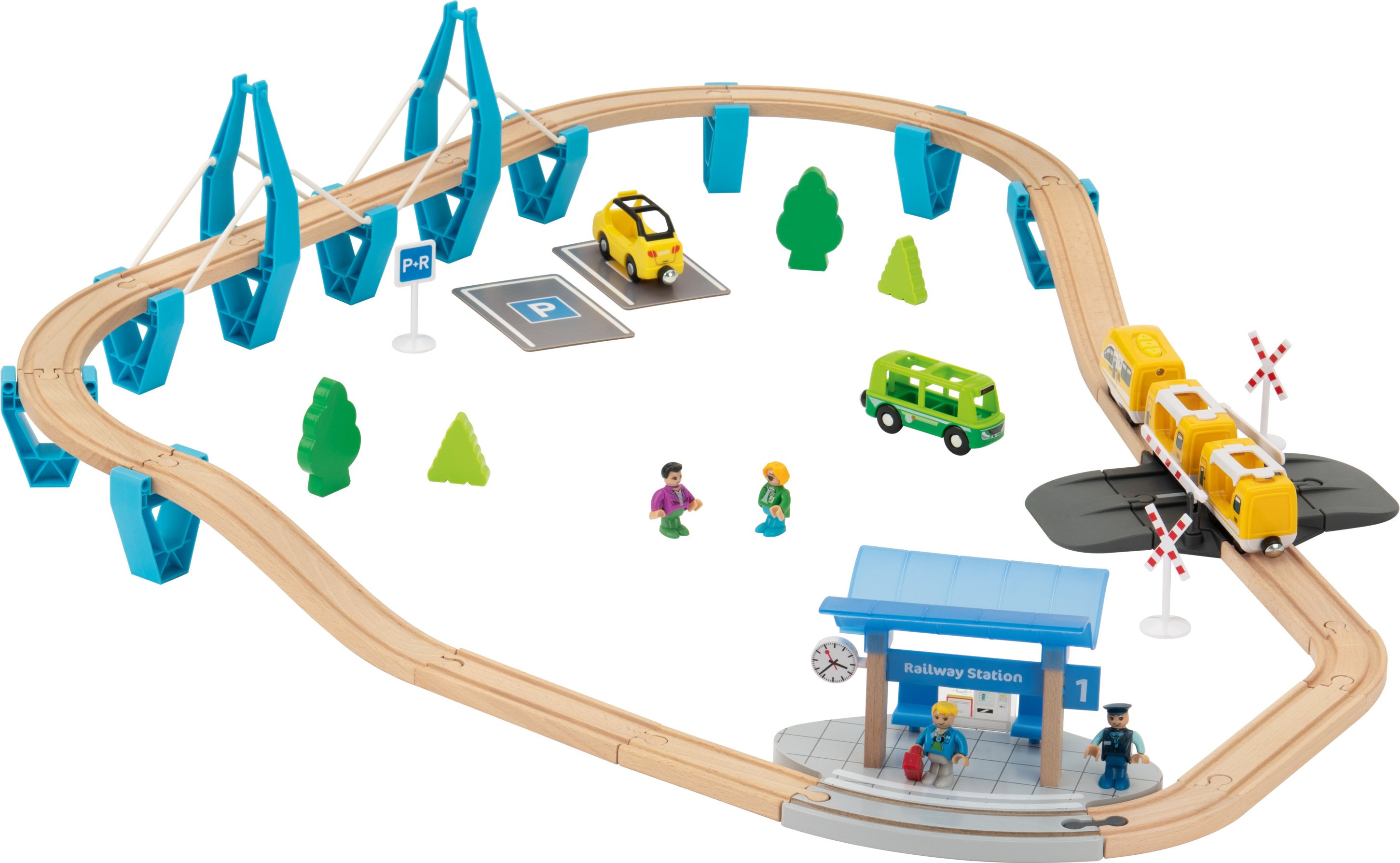 lupilu® Eisenbahn-Set Feuerwehr / Eisenbahn-Set Passagierzug / Eisenbahn-Set Farm, 36-teilig / 50-teilig / 49-teilig (Pa...