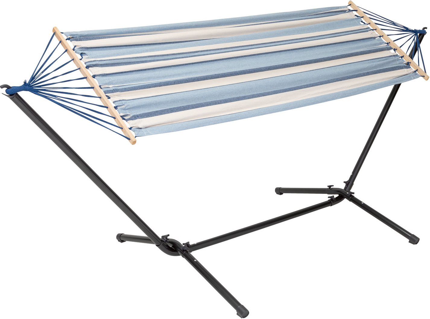 Thumbnail - LIVARNO home Hängematte, mit Gestell, blau-gestreift