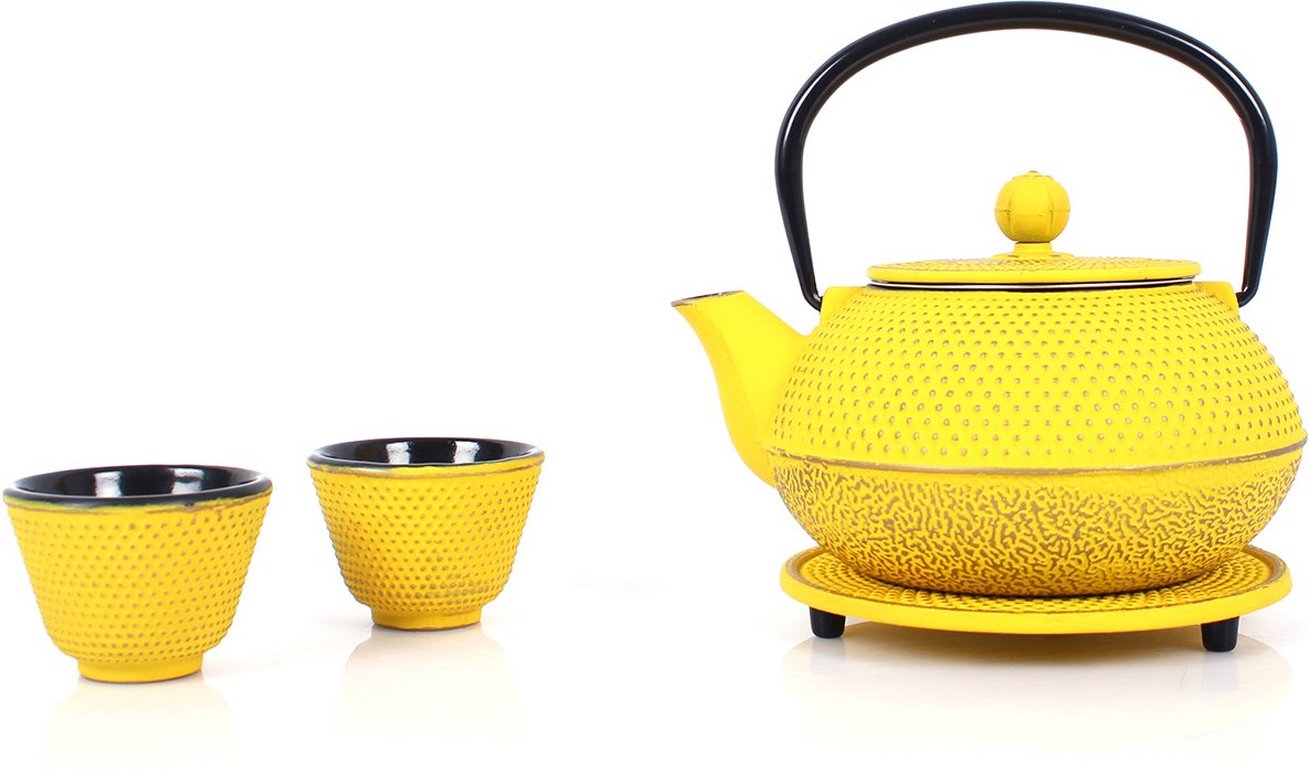 ECHTWERK Teeservice aus Gusseisen (Gelb, 0,8L)
