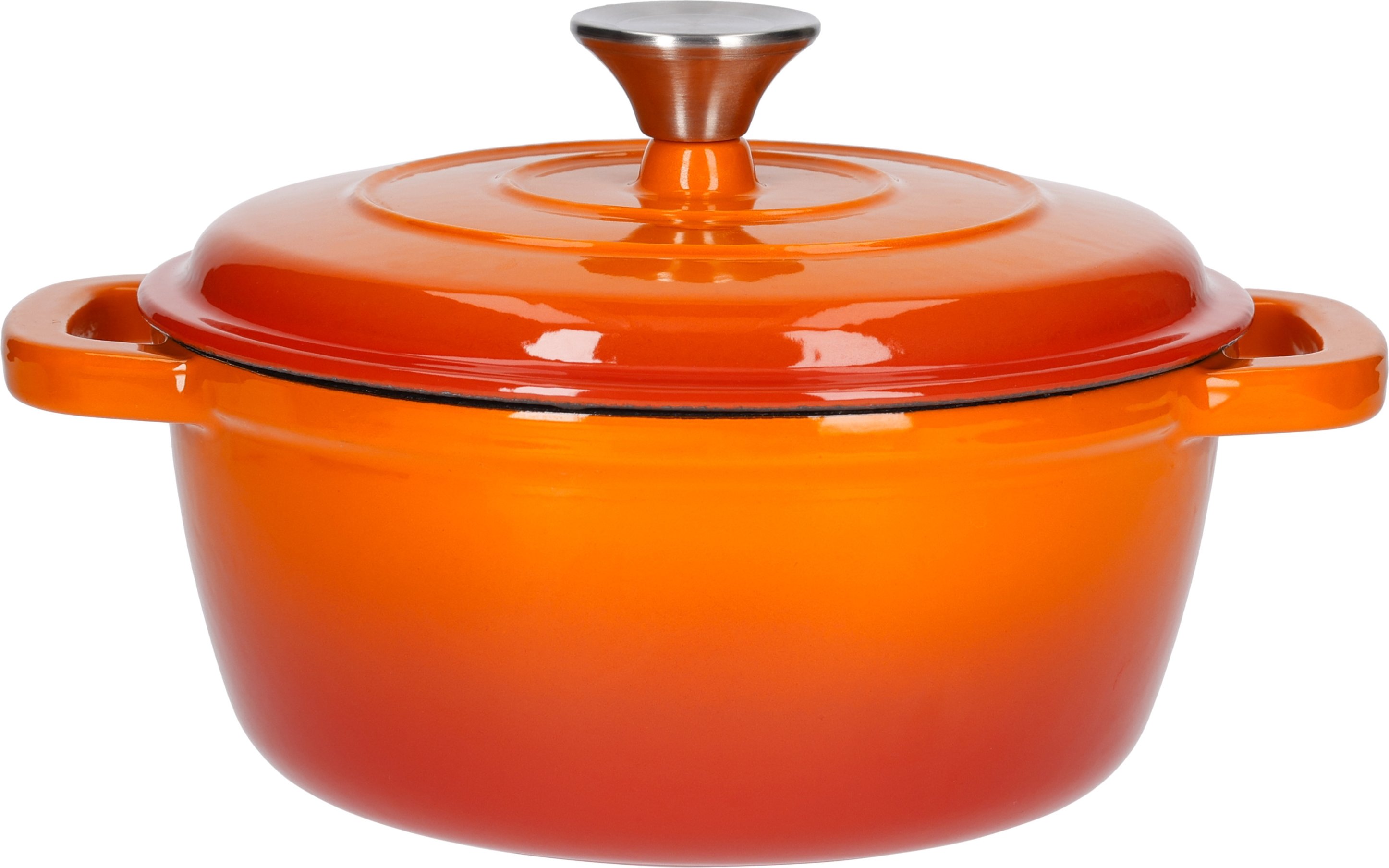 SILVERCREST® Premium-Gusseisentopf 22 cm / 2,8 Liter mit Drop-System (Orange)