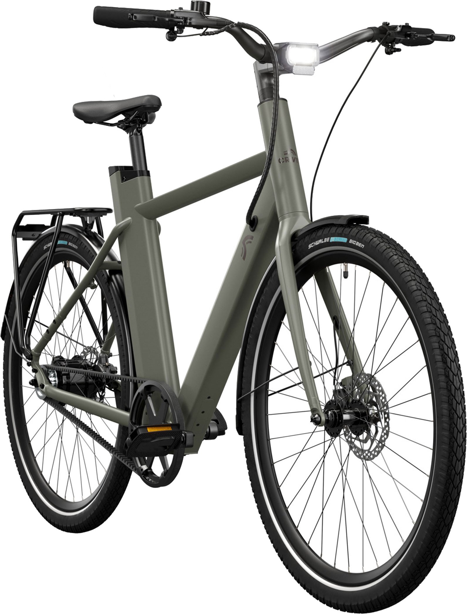 CRIVIT Urban E-Bike X.3 Belt Drive (Olive Green)