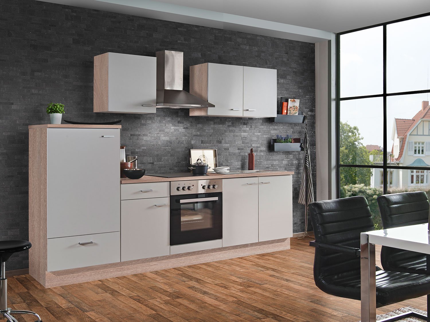 Menke Küchenblock Classic Leerblock 270/280/300/310cm (frei Bordsteinkante, Weiss, 270 cm (ohne GS-Blende))