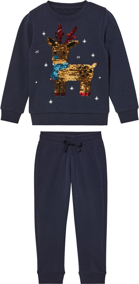 Thumbnail - lupilu® Kleinkinder Mädchen Sweatanzug 2tlg. Weihnachten (98/104, navy)