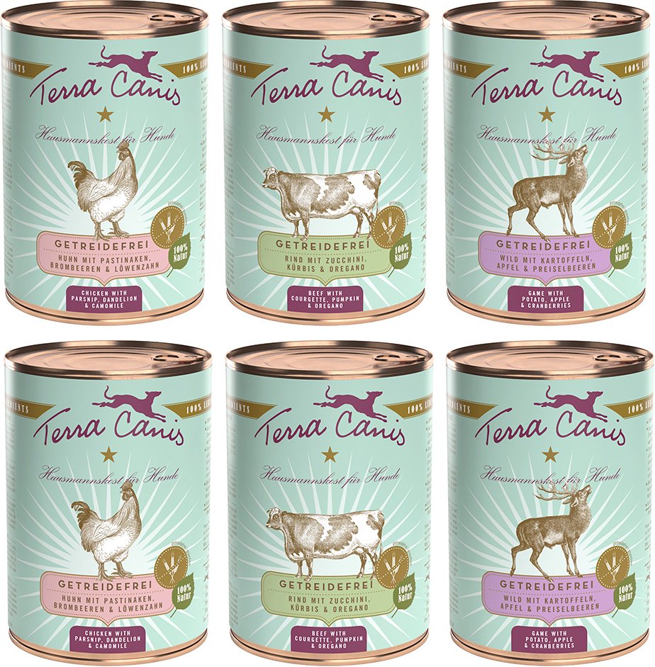 Terra Canis Getreidefrei 6 x 400 g - Mixpaket: (3 Sorten)