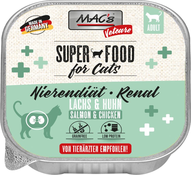 MAC's Vetcare Katze Nierendiät / Renal - Lachs & Huhn (16 x 100 g)