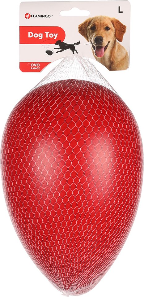 Flamingo Hundespielzeug Treibei Ovo, rot - L: Ø 16,5 x H 25 cm
