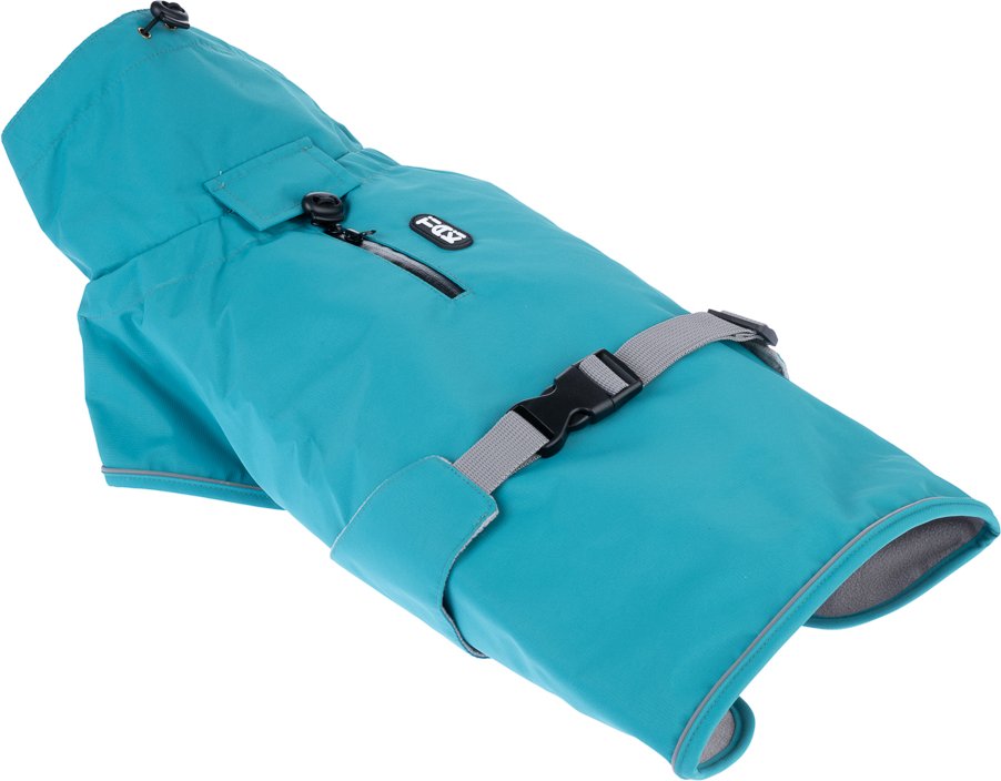 TIAKI Hunderegenmantel Teal - Rückenlänge: ca. 30 cm