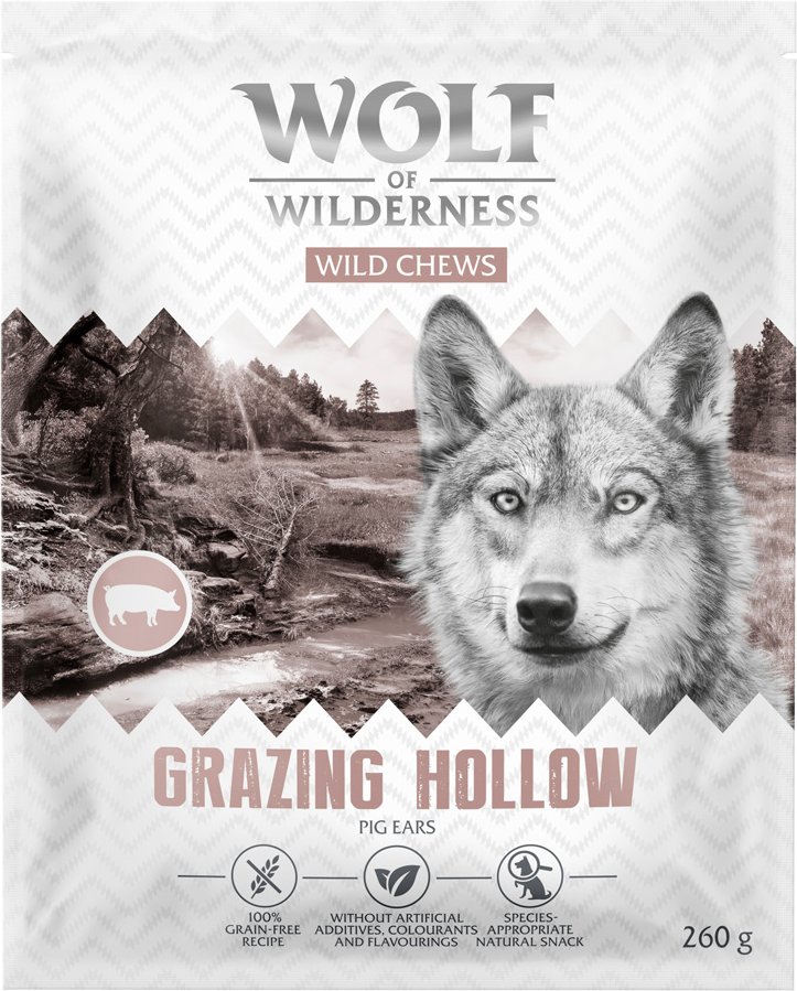 Wolf of Wilderness Schweinenohren "Grazing hollows" - Sparpaket: 3 x 260 g