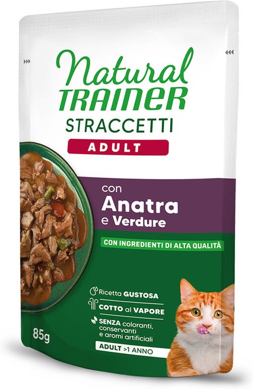 Natural Trainer zum Sonderpreis! - 44 x 85 g Straccetti Adult Streifen in Soße Ente