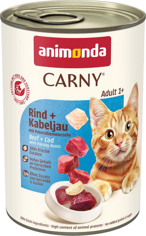 animonda Carny Adult 6 x 400 g - Rind & Kabeljau mit Petersilienwurzel
