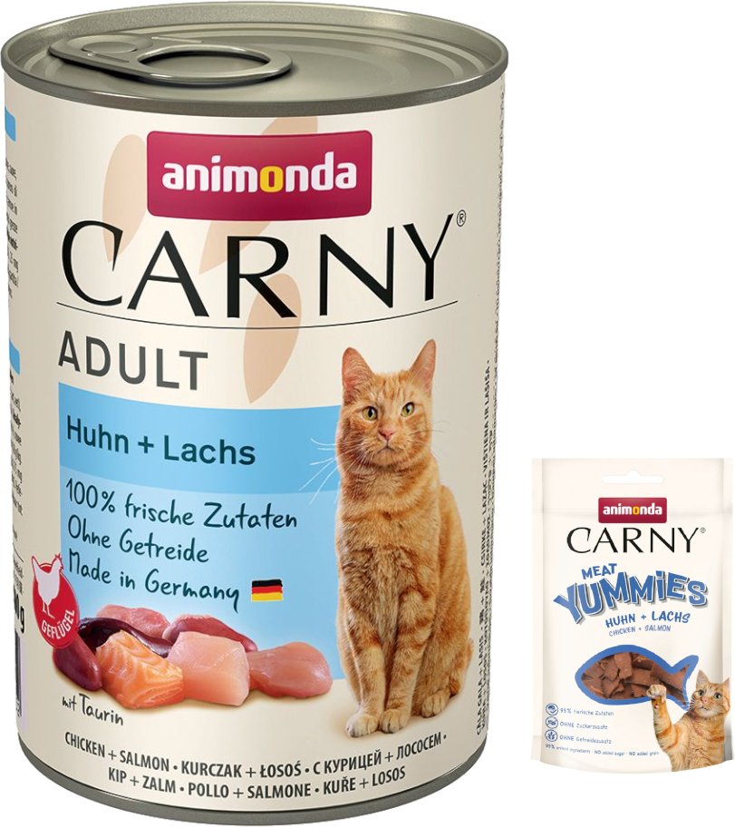 Thumbnail - animonda Carny Adult + 50 g Meat Yummies Huhn & Lachs gratis! - 6 x 400 g Huhn & Lachs